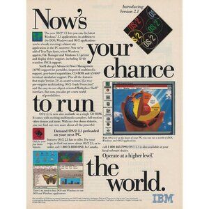 IBM OS/2 2.1 PC Software 1993 Vintage Print Ad u Original